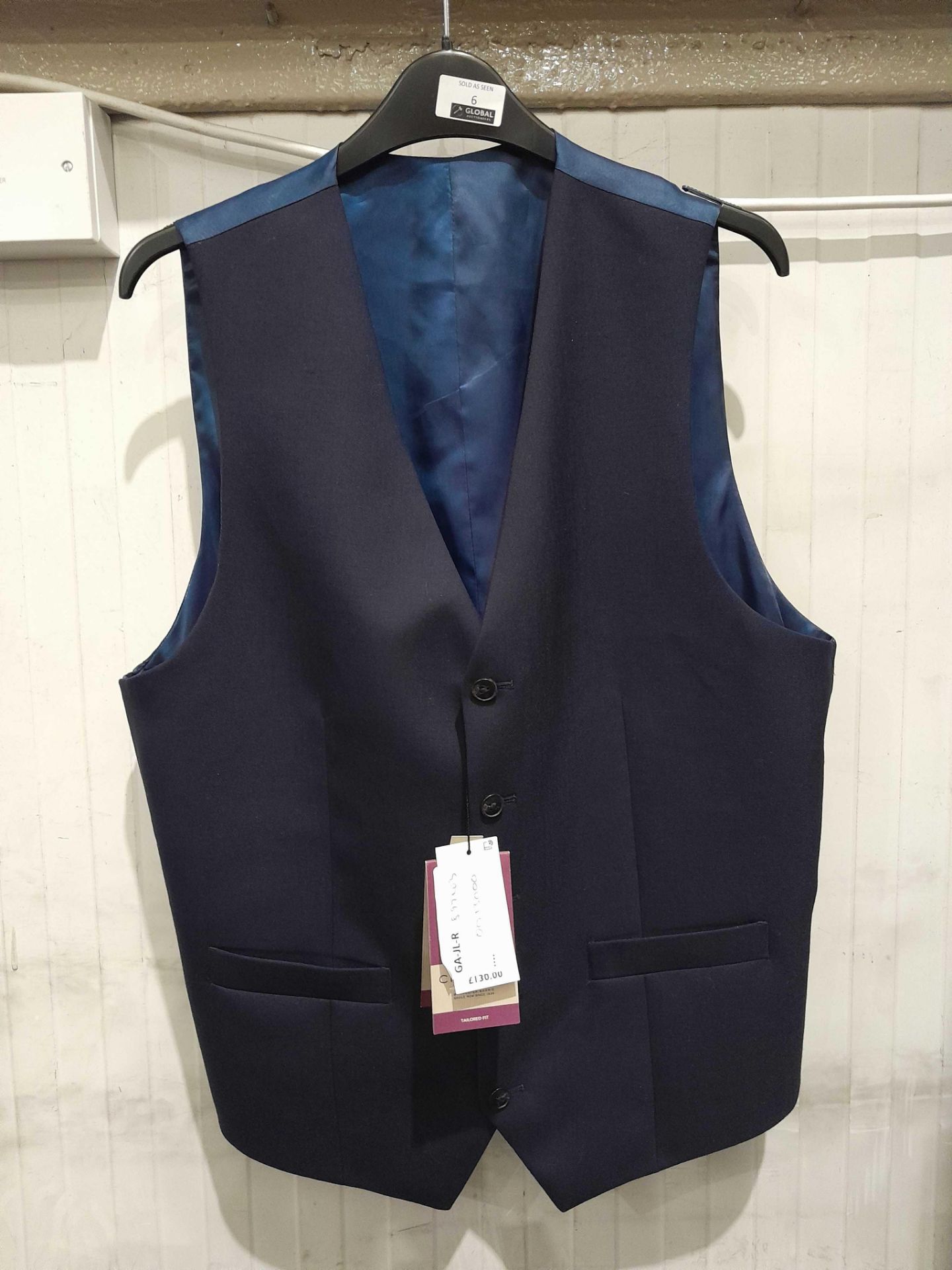 RRP £130 Men's Blue 5 Button Waist Coat Size 40R By Chester Barrie