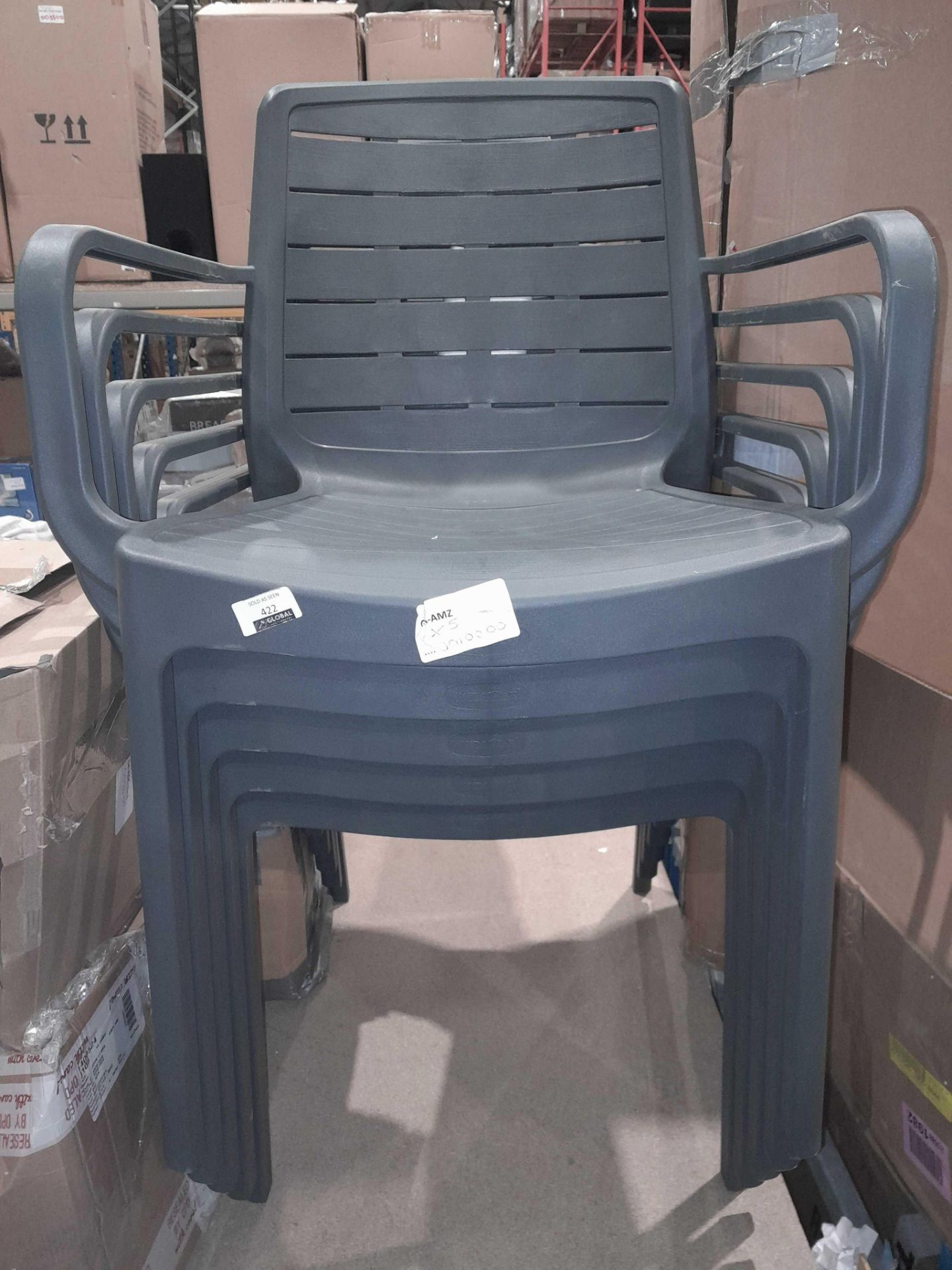 RRP £175 Lot To Contain Approx. 5X Grey Plastic Garden Chairs - Image 2 of 2