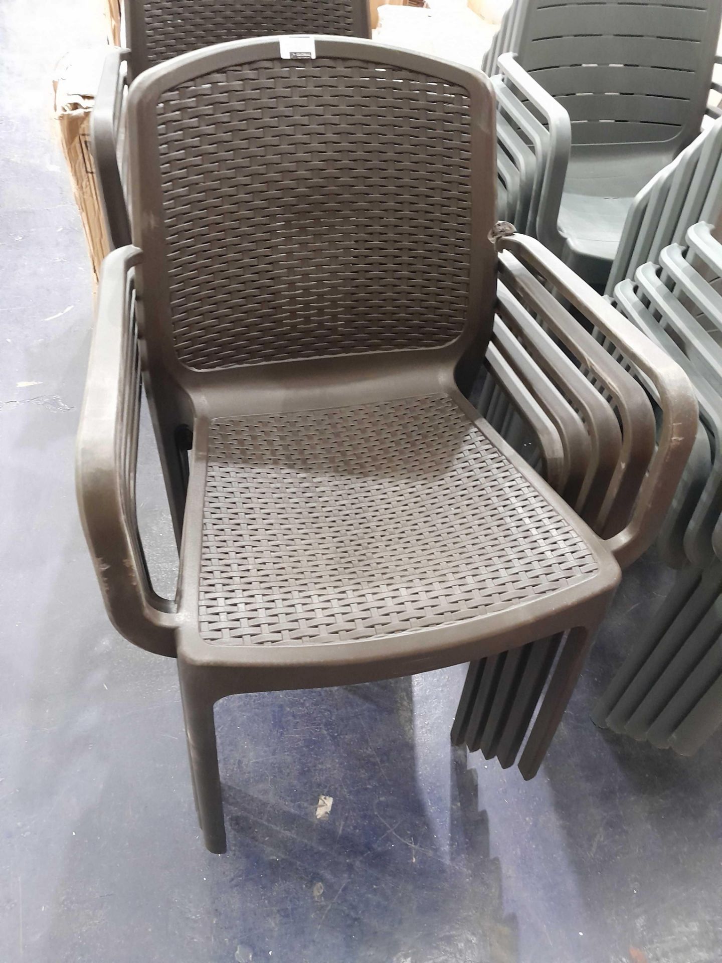 RRP £175 Lot To Contain Approx. 5X Duramax Brown Plastic Garden Chairs - Image 2 of 2