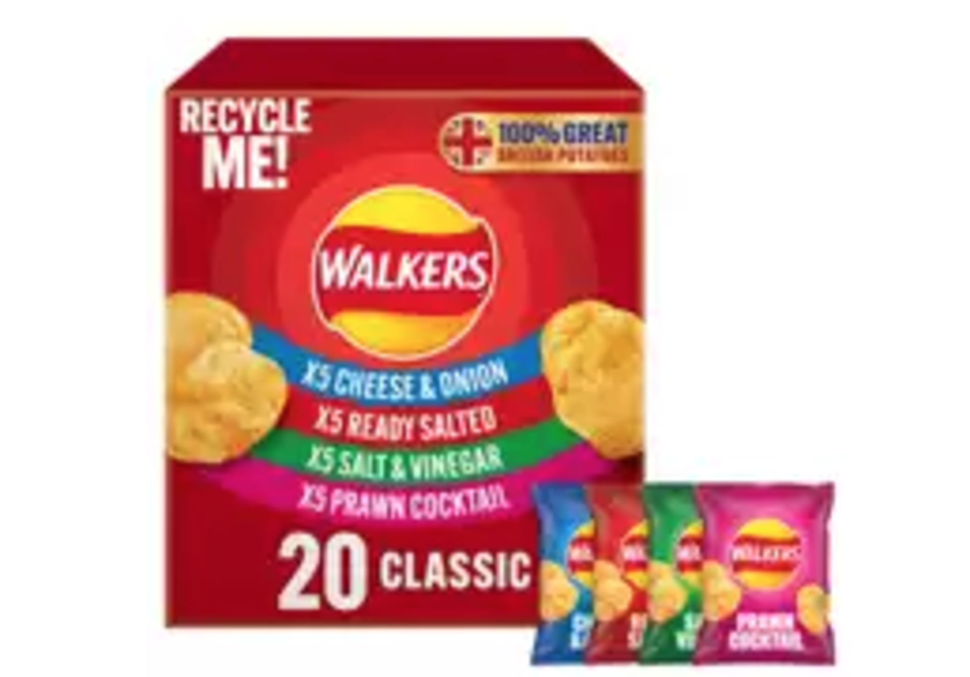 RRP £432 (Approx. Count 16) spW34n0582t Walkers Classic Variety Crisps Box | Ready Salted | Cheese &