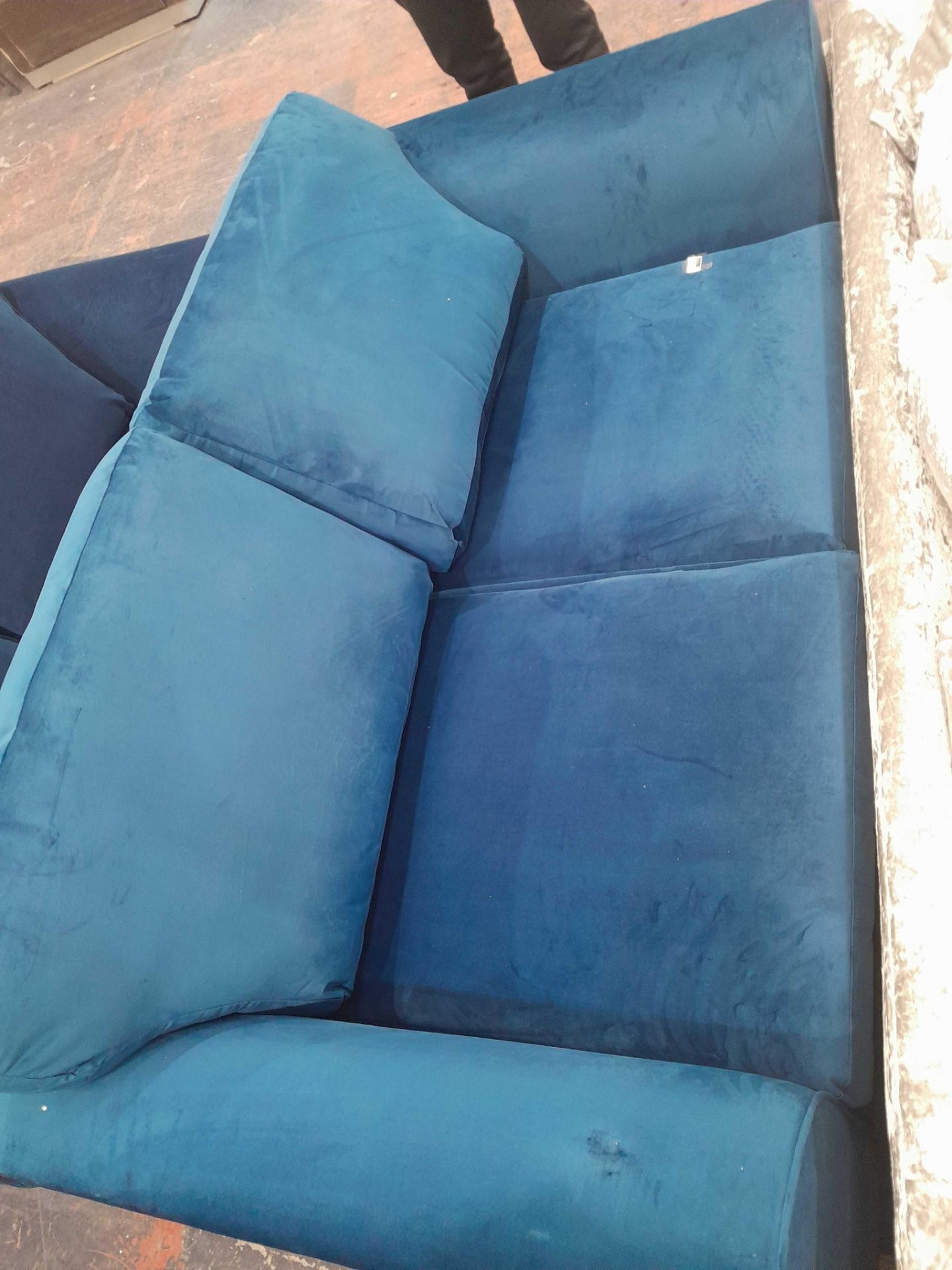 RRP £600 A Soft Touch Lucca Blue Velvet Sofa - Image 2 of 2