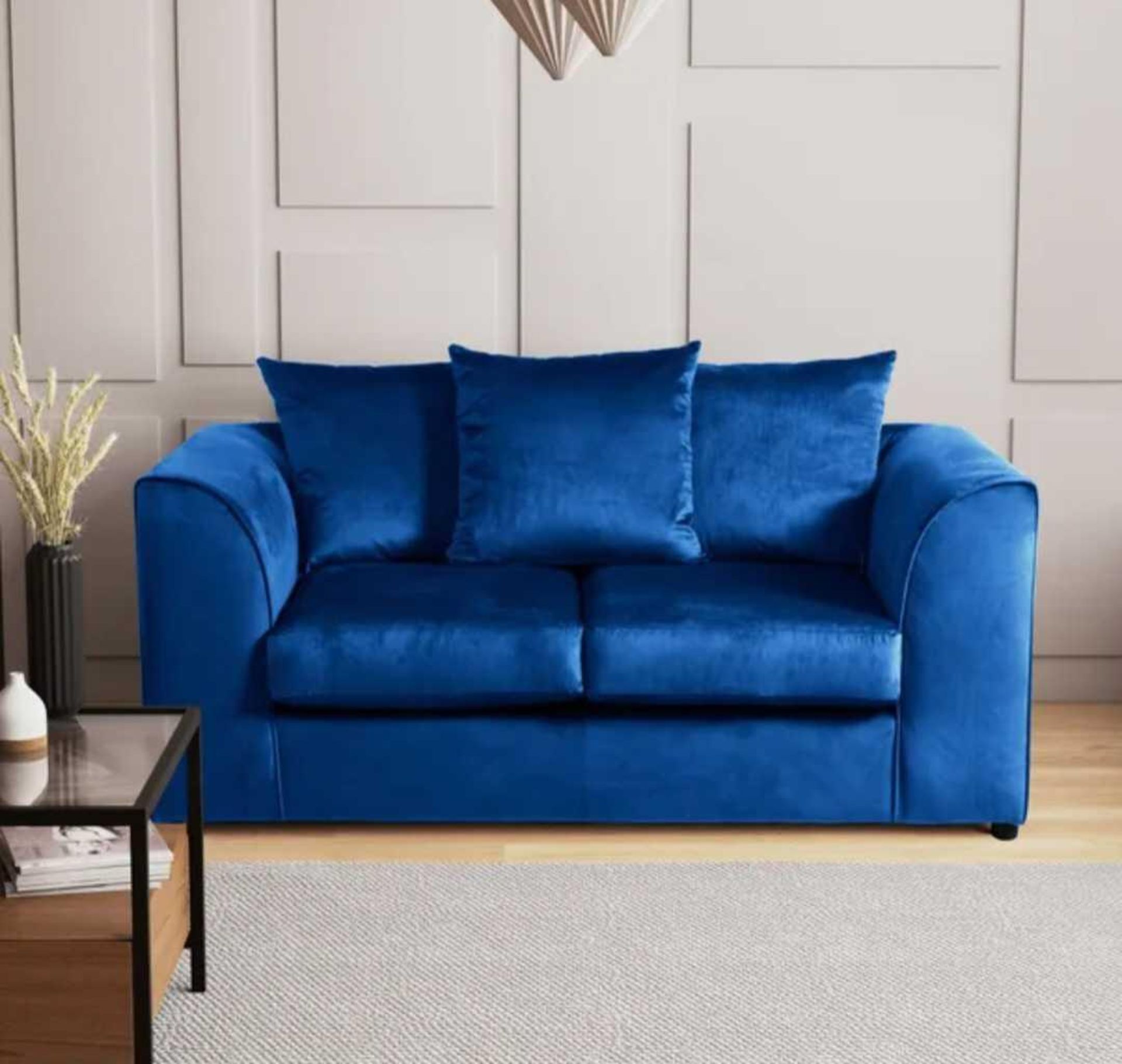 RRP £600 A Soft Touch Lucca Blue Velvet Sofa