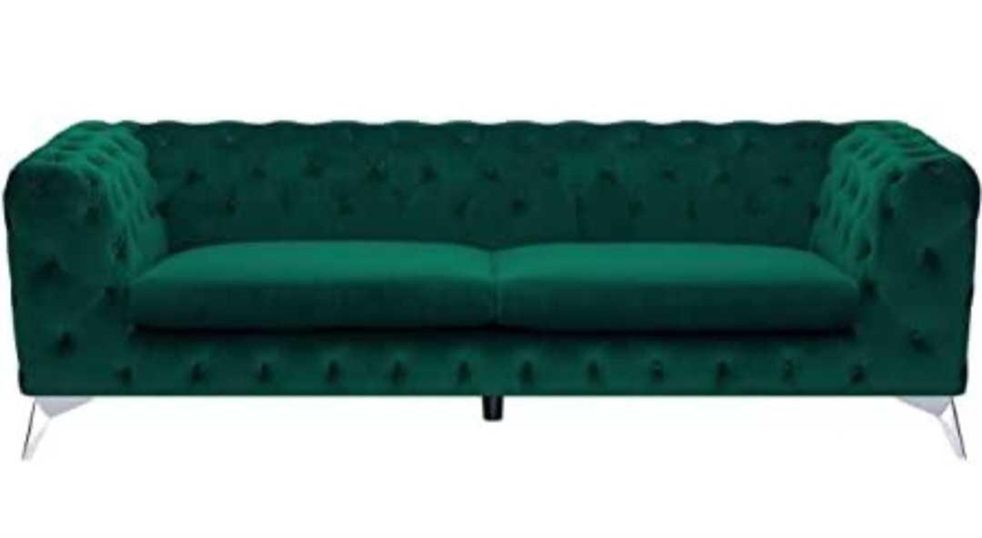 RRP £550 A Modern 3 Seater Velvet Buttoned Chesterfield Sofa