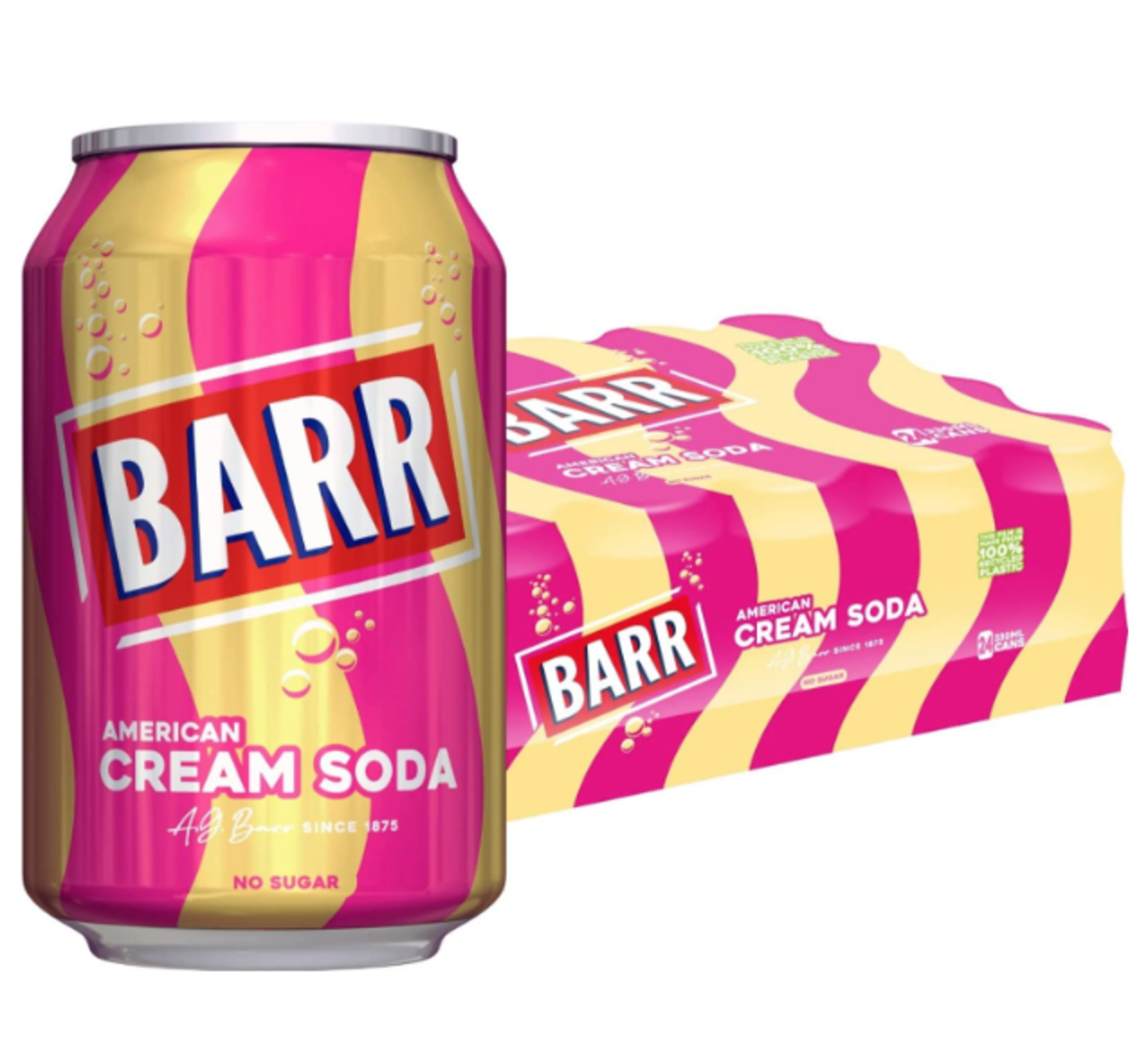 RRP £907 (approx count 907)spW45Y3669l 21 x BARR American Cream Soda | 24 x 330ml Cans BBD 4/23   18