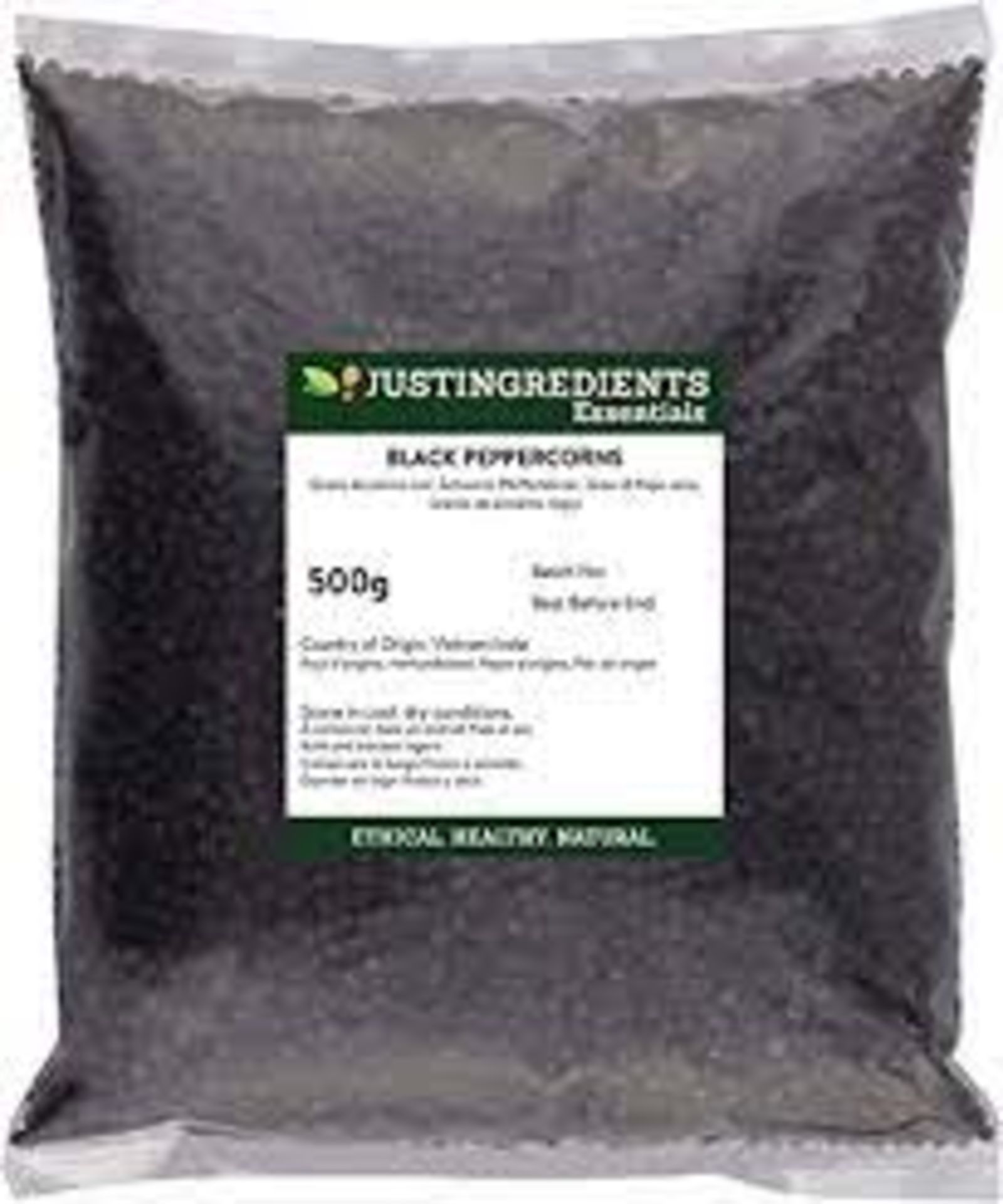 RRP £928 (Approx. Count 90) (E37) 15 x JustIngredients Essentials Black Peppercorns, 500 g