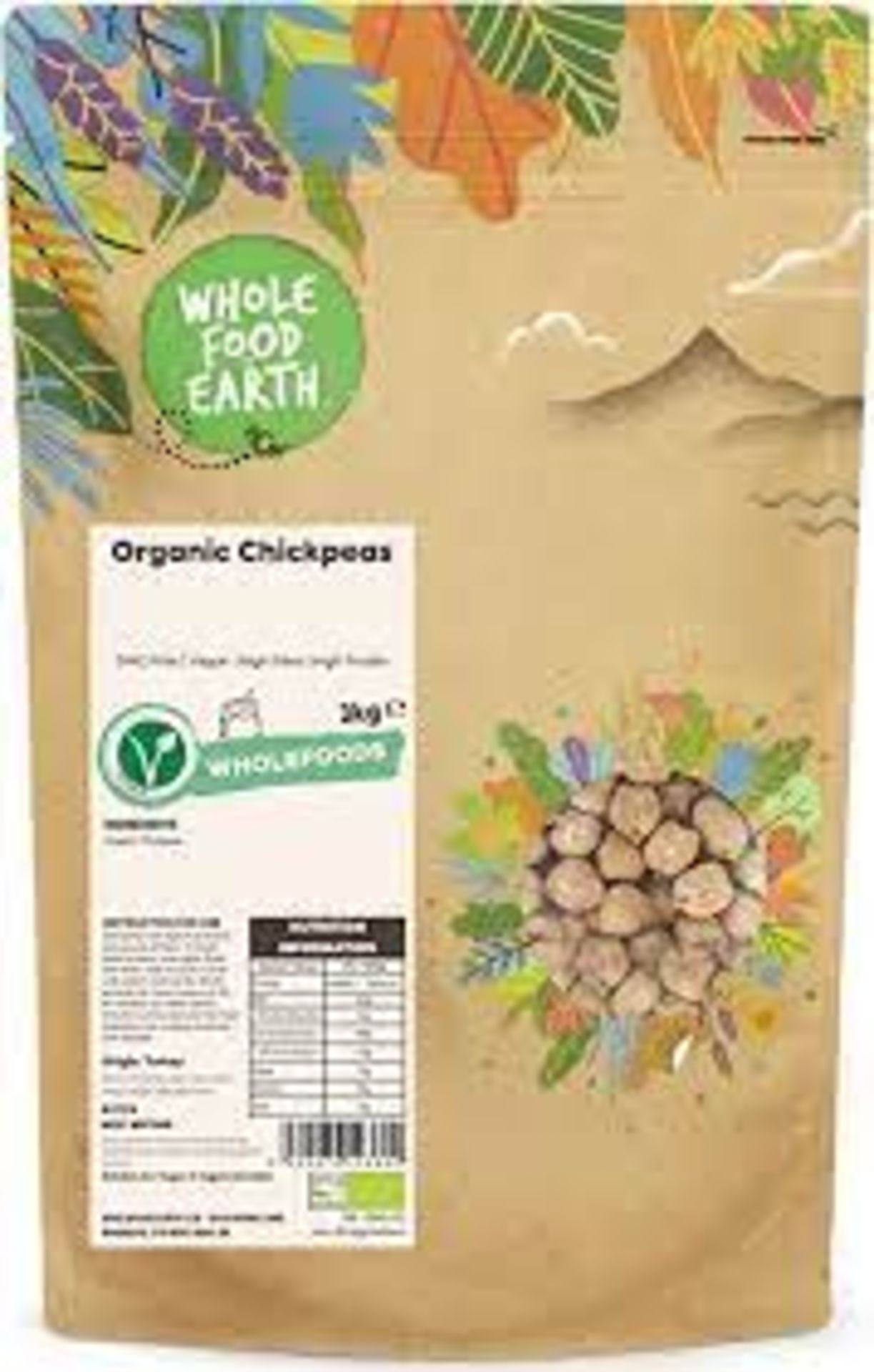 RRP £2164 (Approx. Count 166) spW38g0337u  81 x Wholefood Earth Organic Chickpeas 3kg - BBE (19/05/