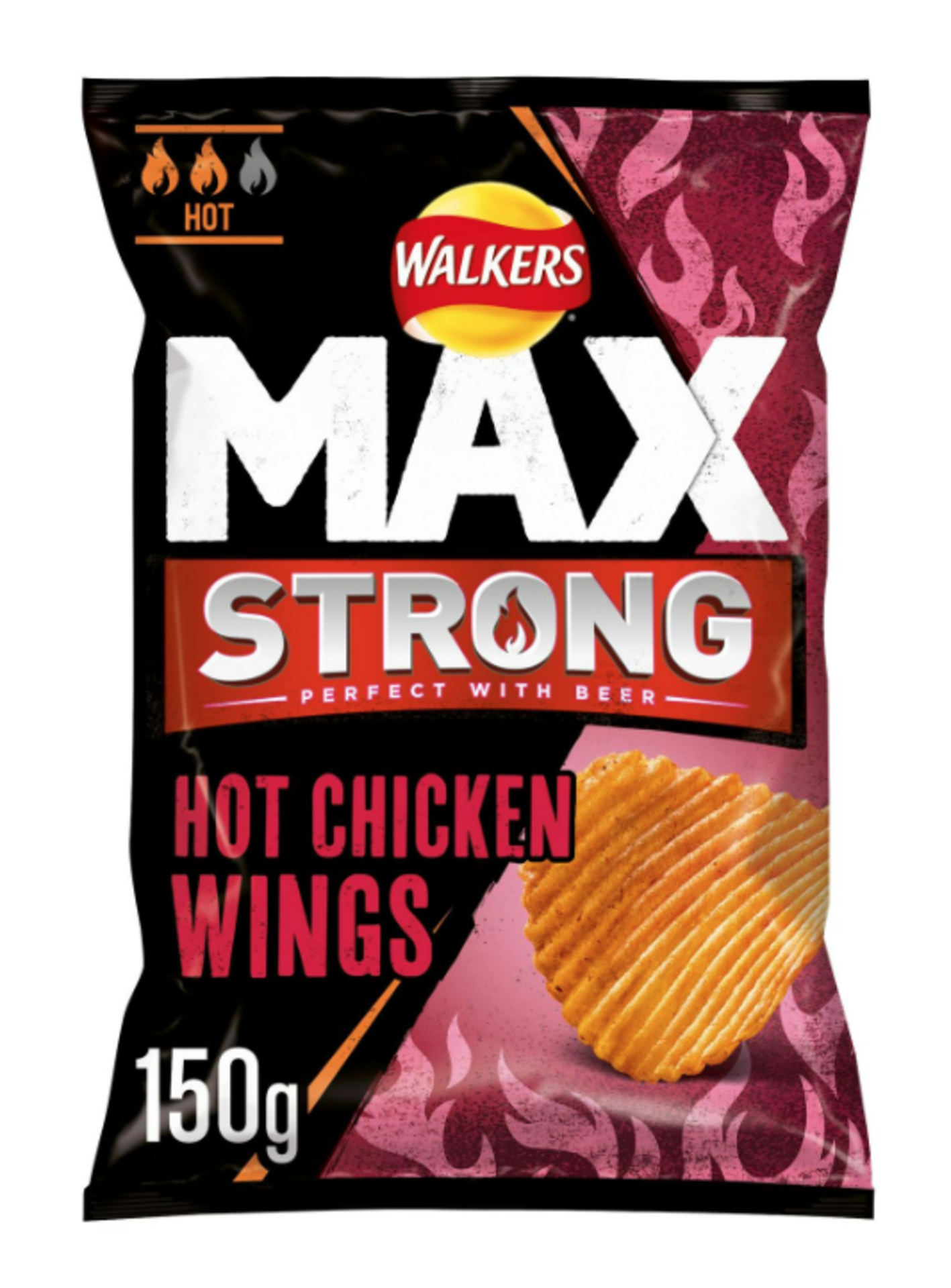 RRP £830 (Appox. Count 57) spIfh120Rfo 7 x Walkers Max Strong Hot Chicken Wing, 50 g, Pack of 24 BBE