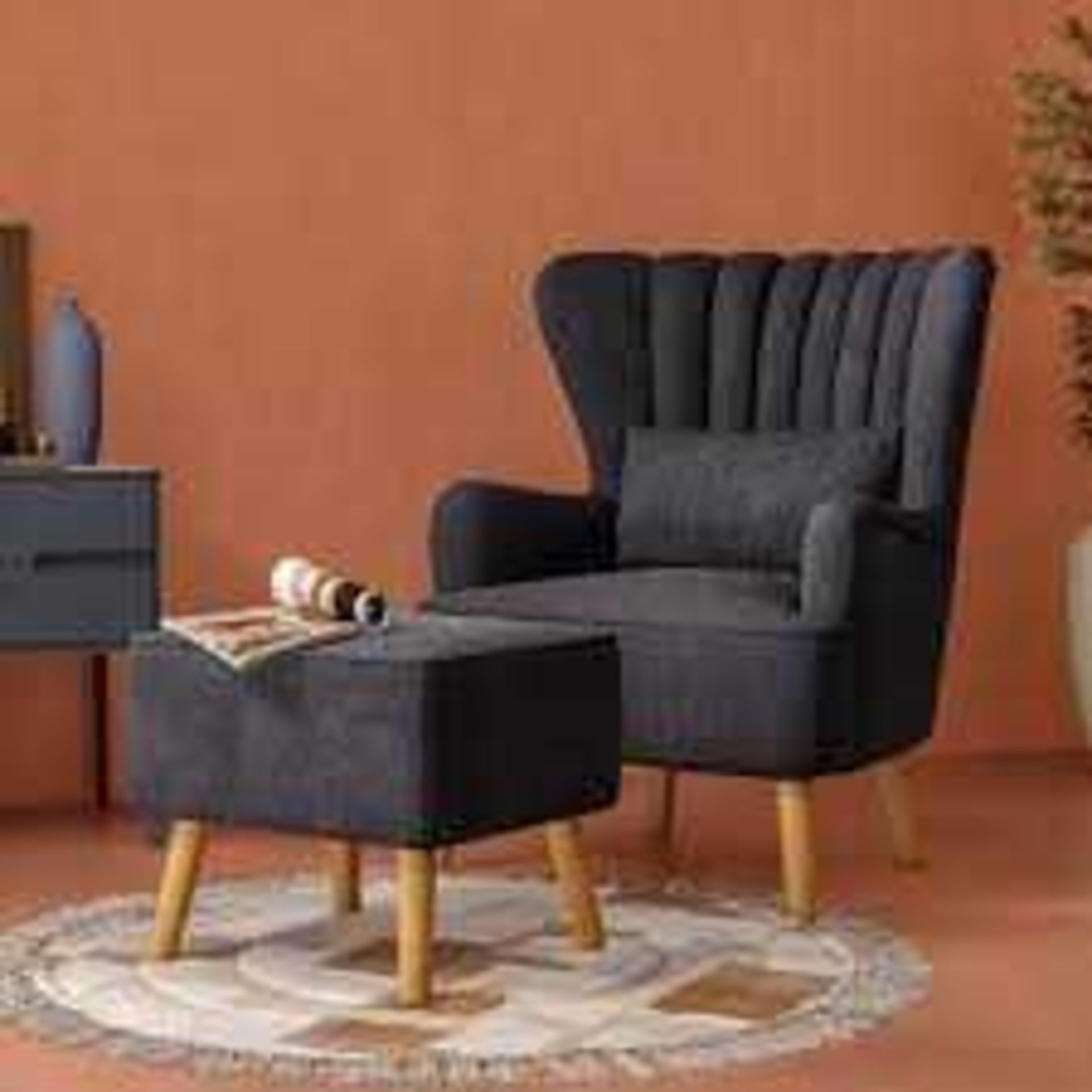 RRP £300 Kate Wingback Chair And Footstool