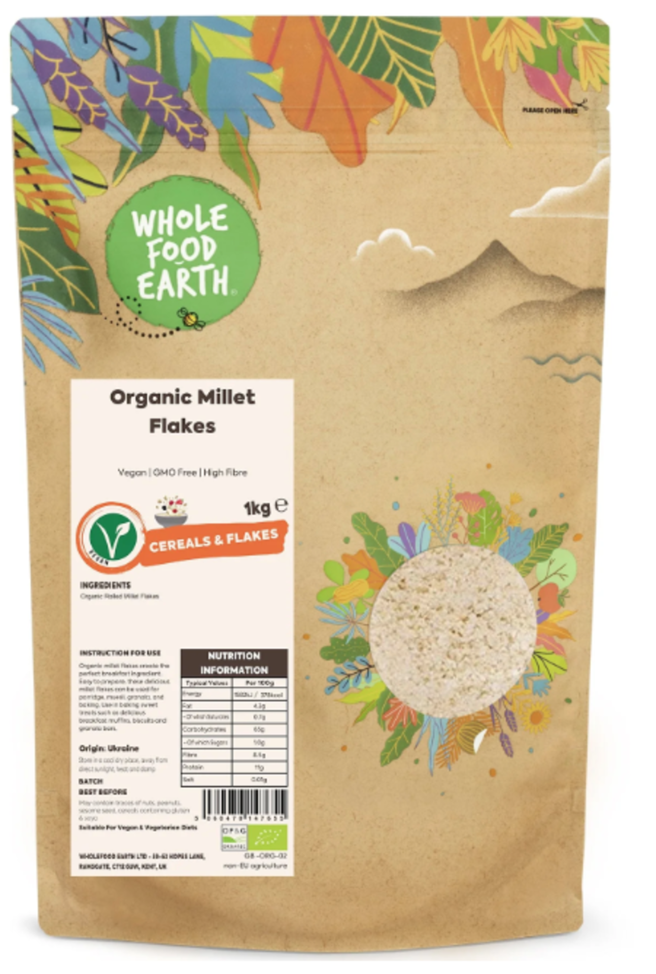 **RRP £955 (Approx Count 110) spW46n5409A  54 x Wholefood Earth Organic Millet Flakes ‚1 kg  (BBE