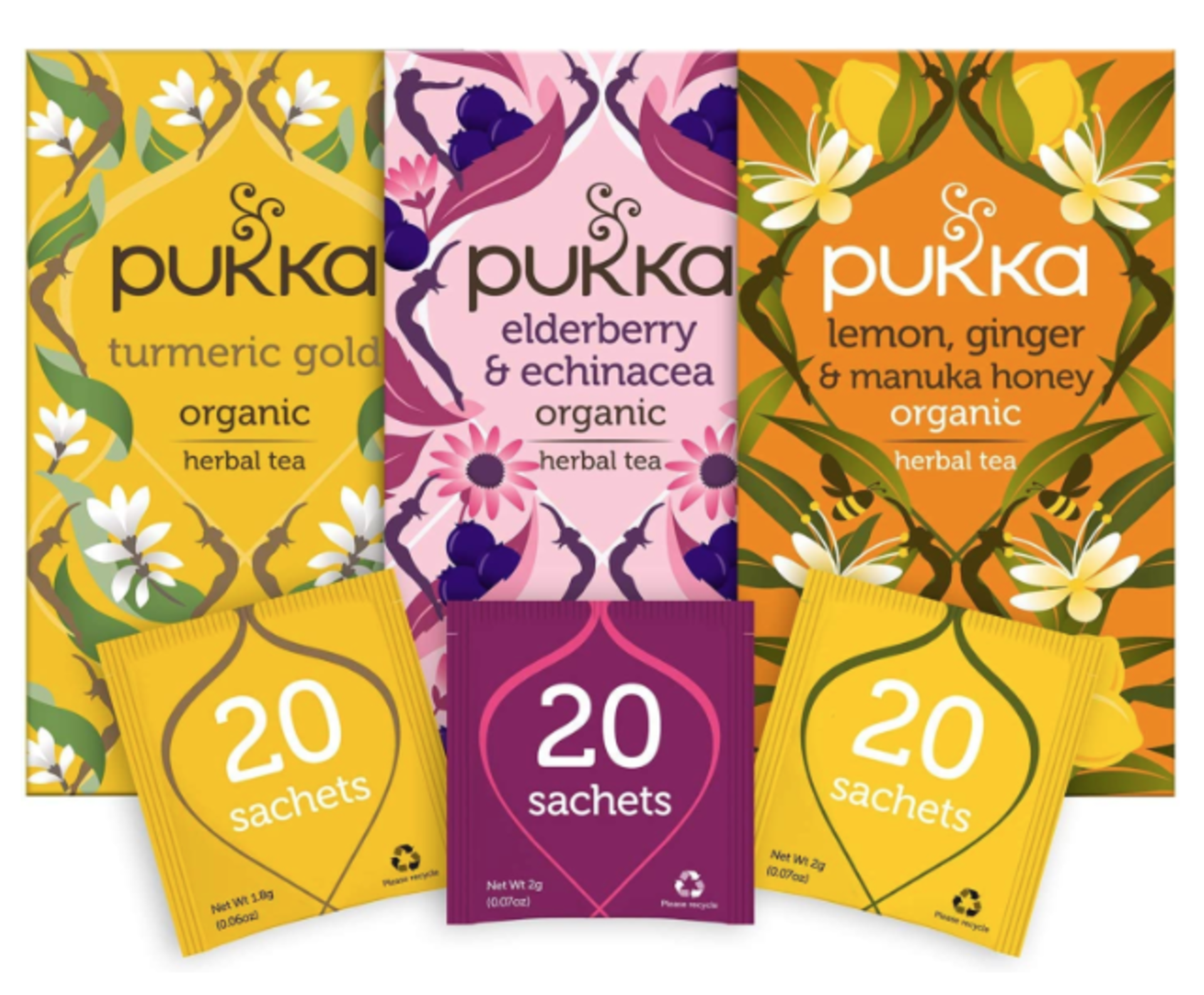 RRP £1451 (Appox. Count 107) (F72)  15 x Pukka Herbs Feel Well Organic Tea Bundle, Includes Turmeric