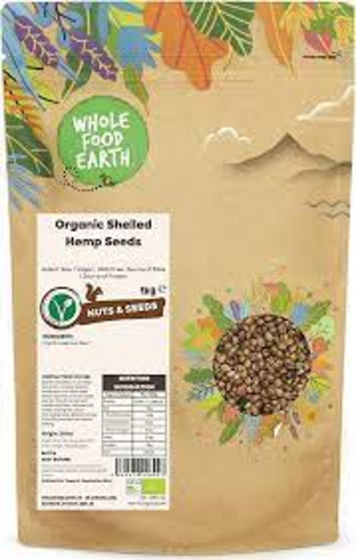 RRP £896 (Approx. Count 75) (D64) 53 x Wholefood Earth Organic Hemp Seed ‚1 kg - BBE 07/03/2024