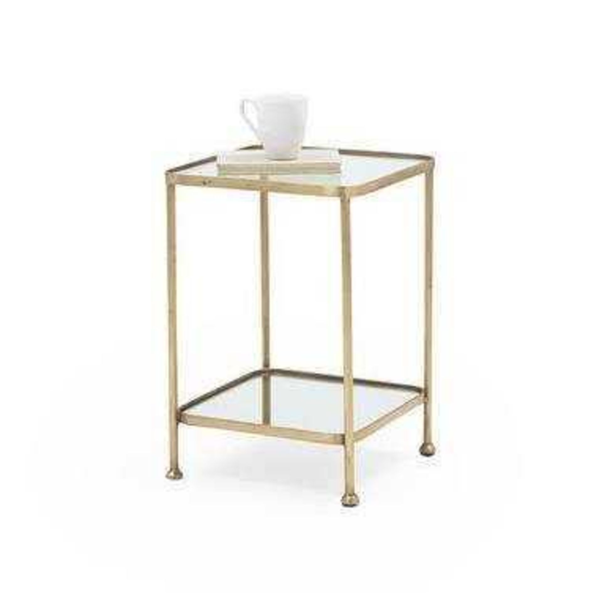 RRP £125 Boxed Side Table, Brass Finish(Return)(Sc)(Condition Reports Available On Request)(Pictures