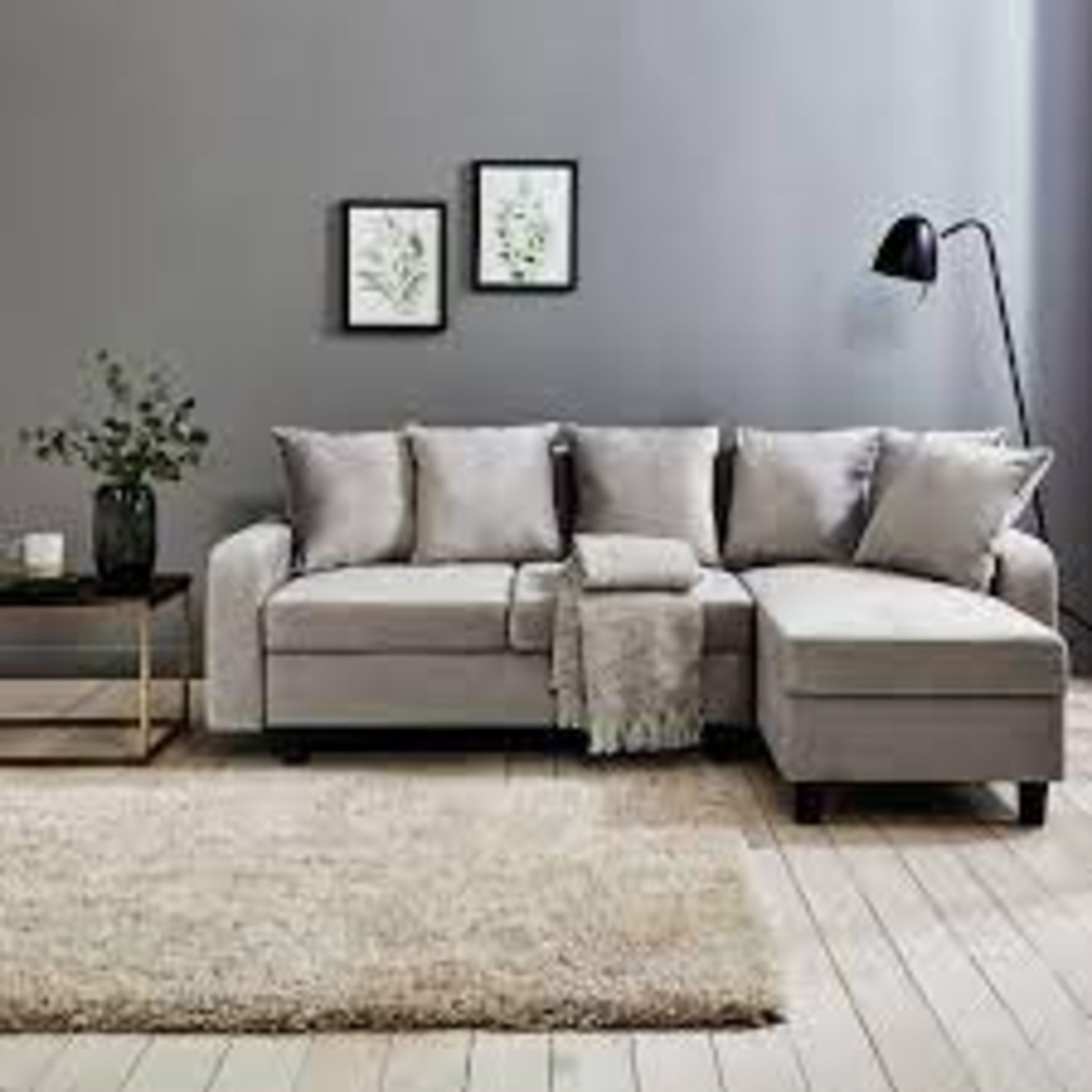 RRP £1200 Grey Velvet Corner Couch