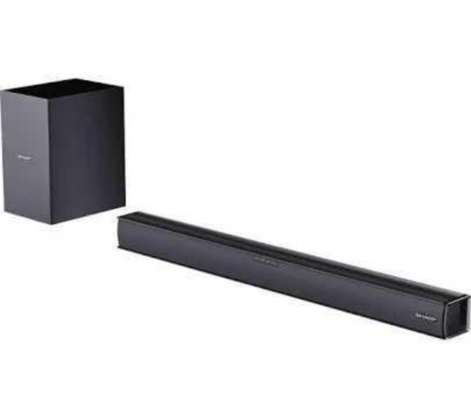 RRP £120 Boxed Sharp 2.1 Ultra Thin Slim Soundbar And Wireless Subwoofer