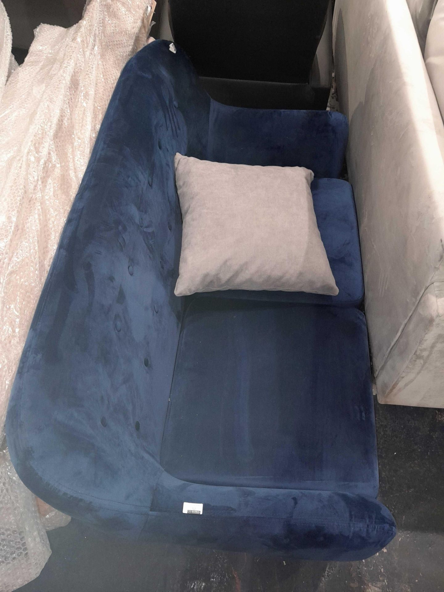 RRP £200 2 Seater Couch Blue Velvet - Image 2 of 2