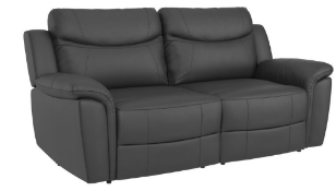 RRP £1500 Leather 3 Seater Couch In Charcoal/Wood With Matching Armchair