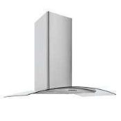 RRP £200 Boxed Curved Glass Hood Stainless Steel 90Cm Cg90Sspf