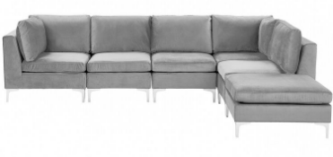 RRP £1200 Grey Velvet Corner Couch
