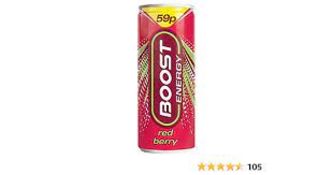 RRP £459 (Approx Count 28)spW64g3933e 27 x Boost Energy Drink Red Berry Flavour, 250ml x 24 pack,