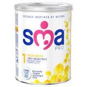 RRP £1271 (Appox. Count 128) (H62) 6 x SMA PRO Follow On Baby Milk Powder, 6-12 months, 12 x 400g (