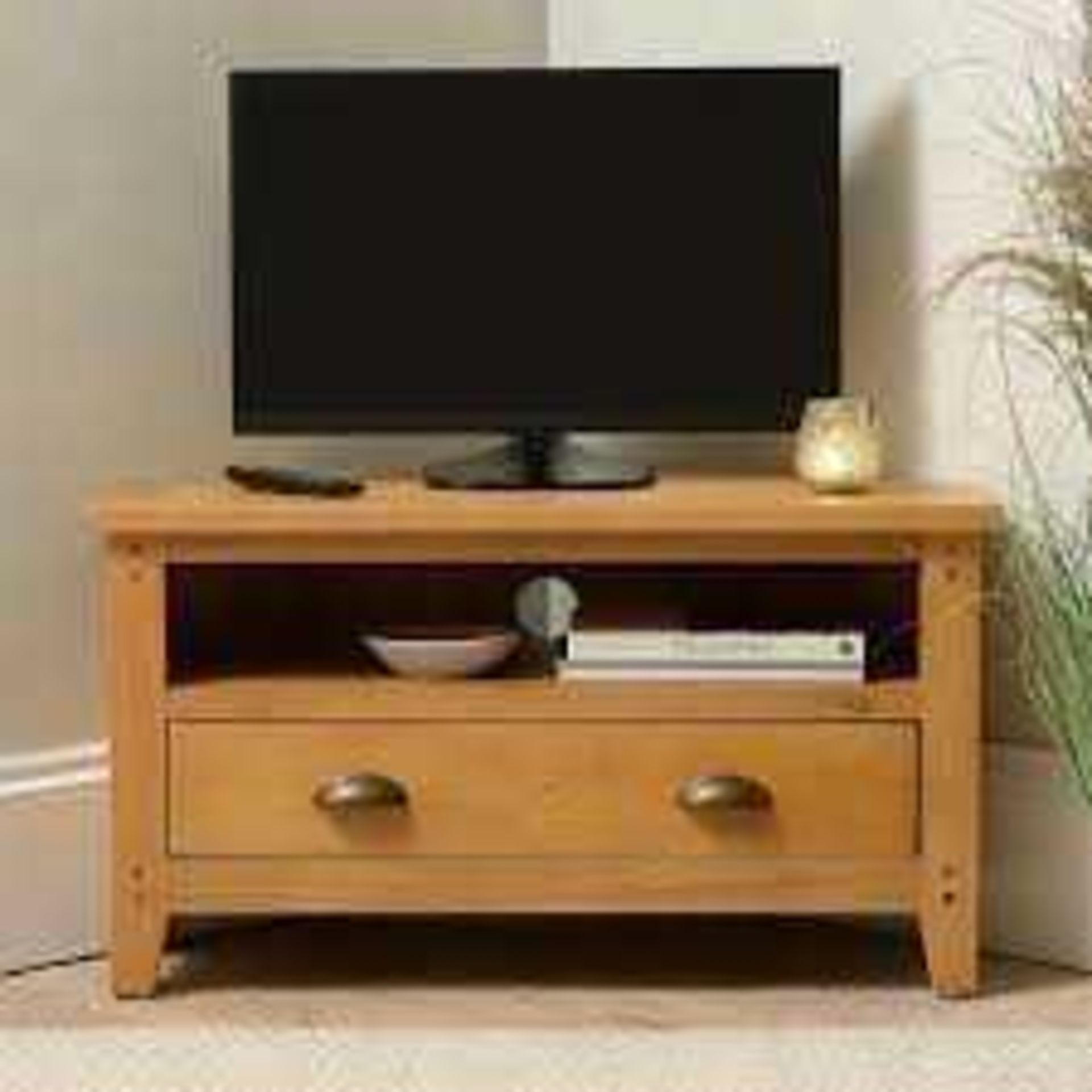 RRP £350 2 Draw Tv Stand With Brass Handles (CR2)