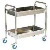RRP £375 Boxed Silver Trolley With 2 Trays(Cr2)