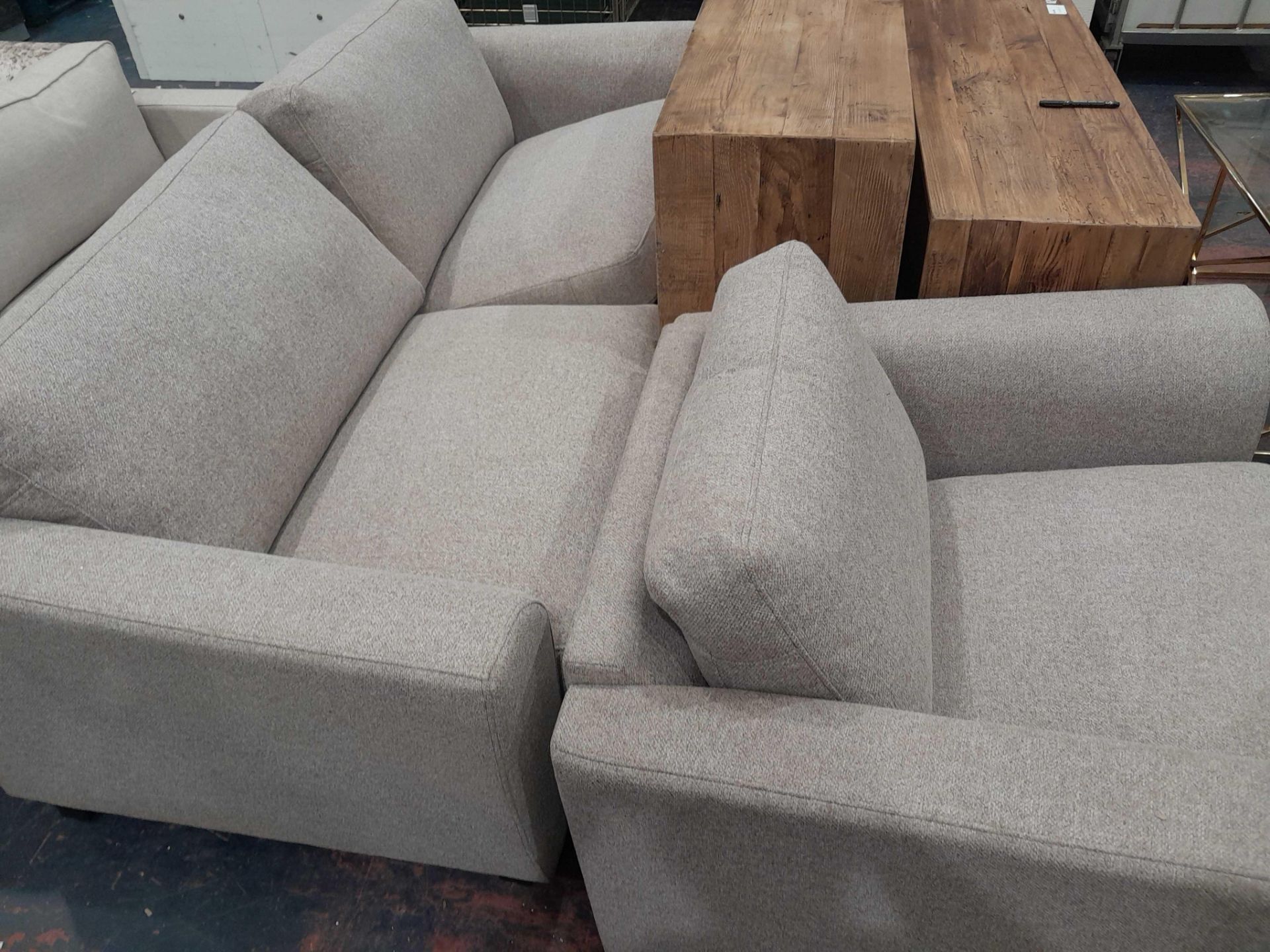 RRP £1800 Ex Display Lucy Fabric 3 Seater Sofa In Natural With Armchair - Image 2 of 2