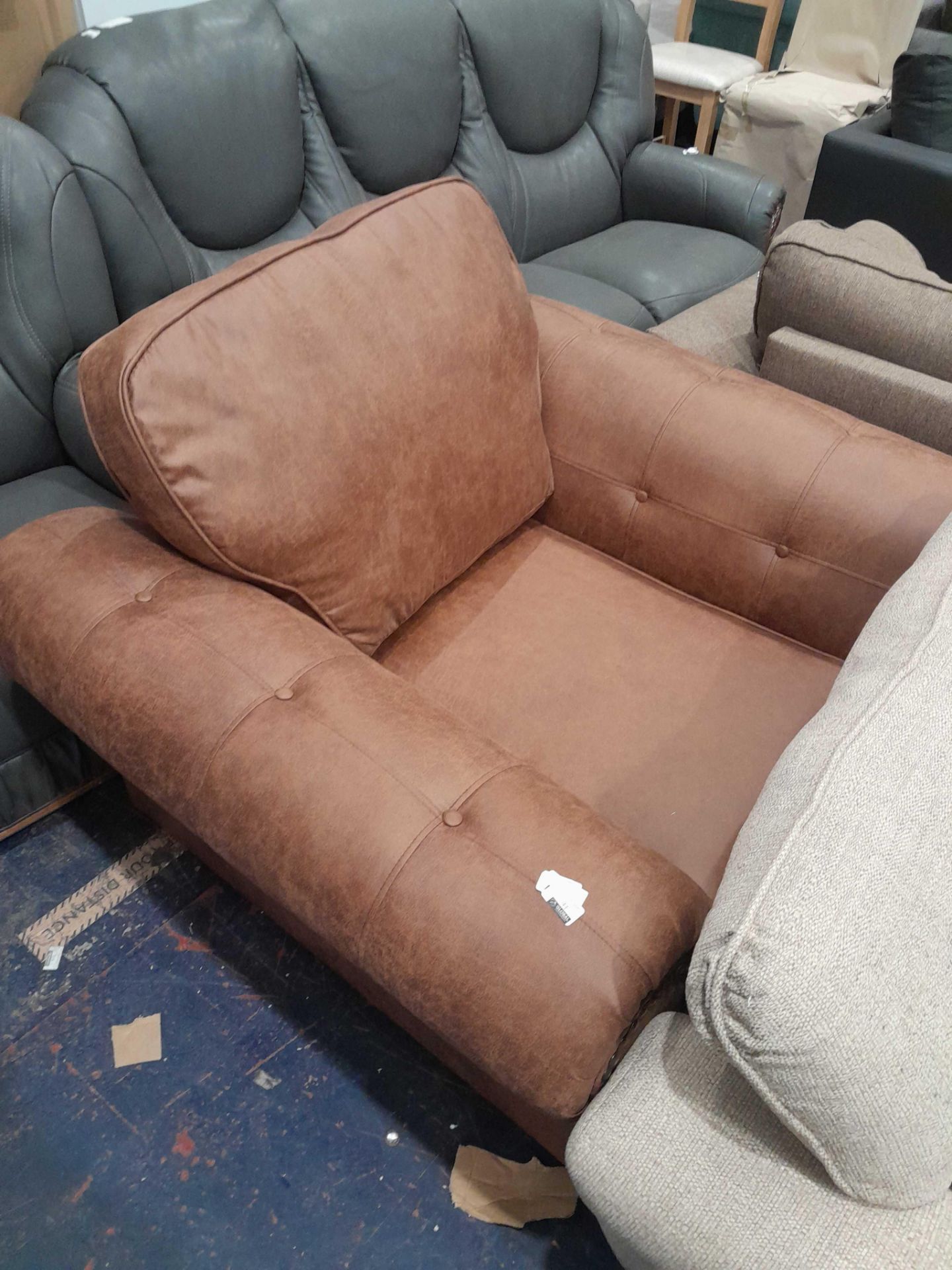 RRP £500 Ex Display Chesterfield Style Armchair In Brown - Image 2 of 2