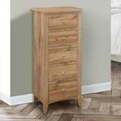 RRP £220 Tall Wooden 5 Drawer Cabinet (Cr2)