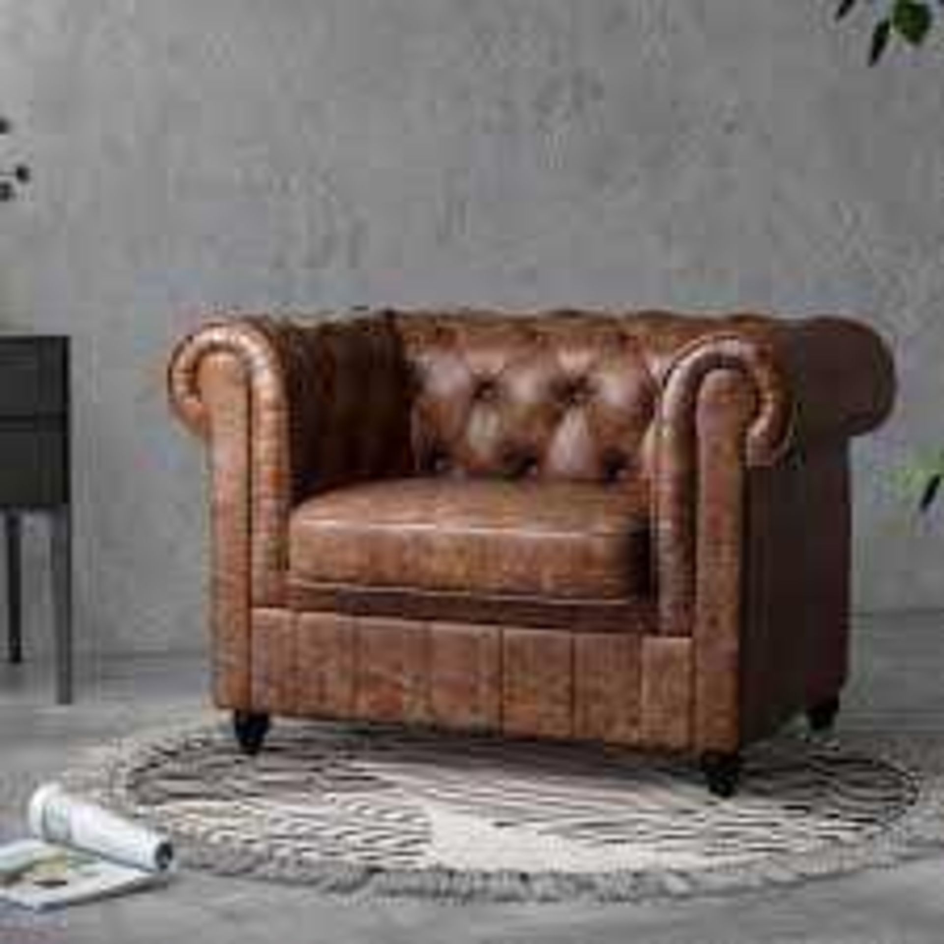 RRP £500 Ex Display Chesterfield Style Armchair In Brown