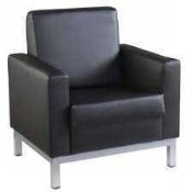 RRP £300 Black Faux Leather Single Armchair (CR2)