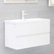 RRP £255 Boxed Audine Ceramic Wall Hung Basin Bathroom Sink (CR2)