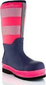 RRP £150 Boxed X3 Brightboot Tall Safety Boots In Pink, Size 4(Cr1)