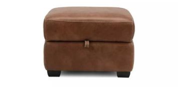 RRP £400 Ex Display Sofology Brown Leather Footstool