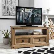 RRP £350 Solid Oak 2 Draw Tv Stand With Knocker Handles(Cr2)