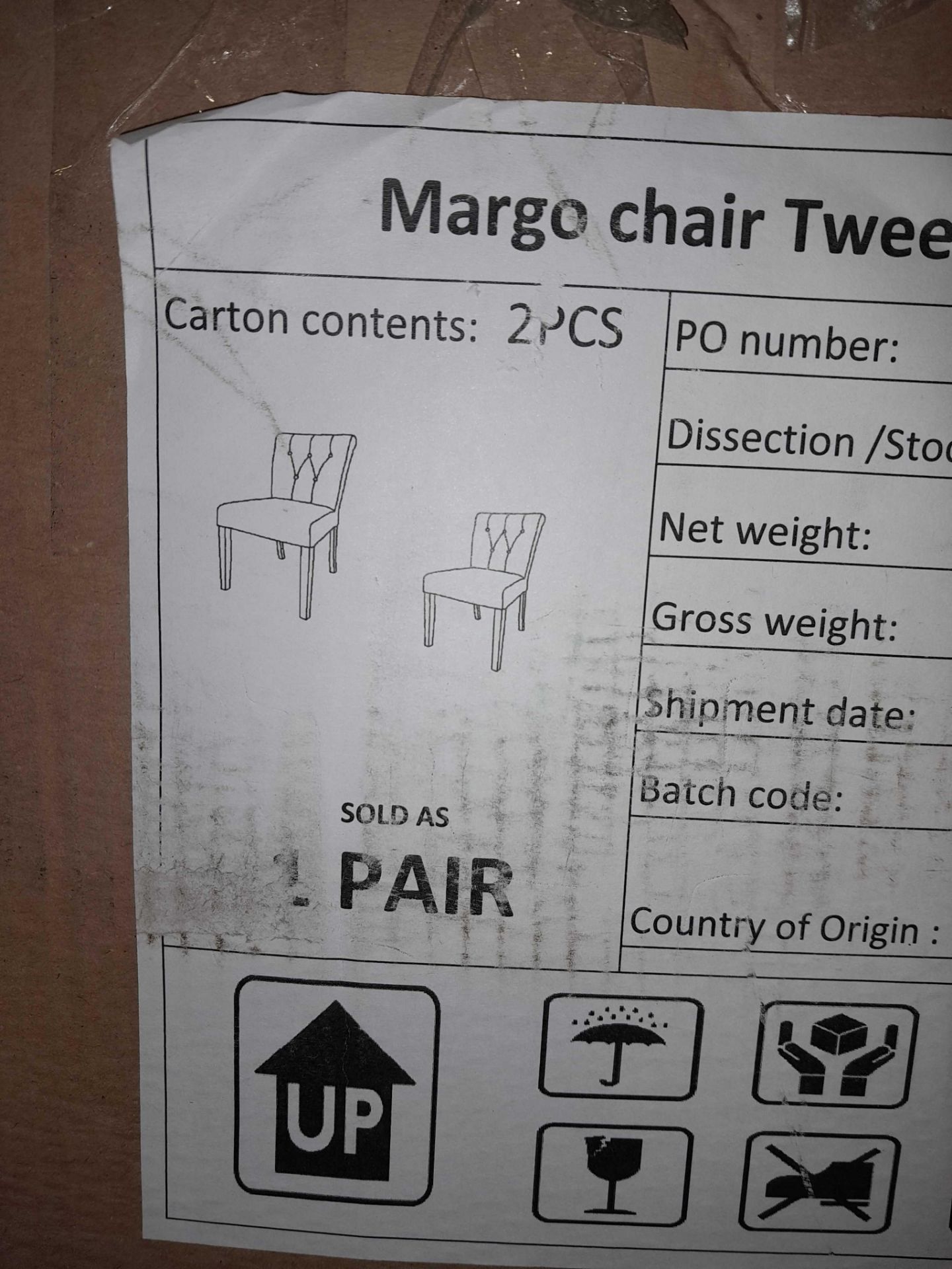 RRP £200 Boxed Margo Tweedy Chair X2 Natural (Cr2) - Image 2 of 2