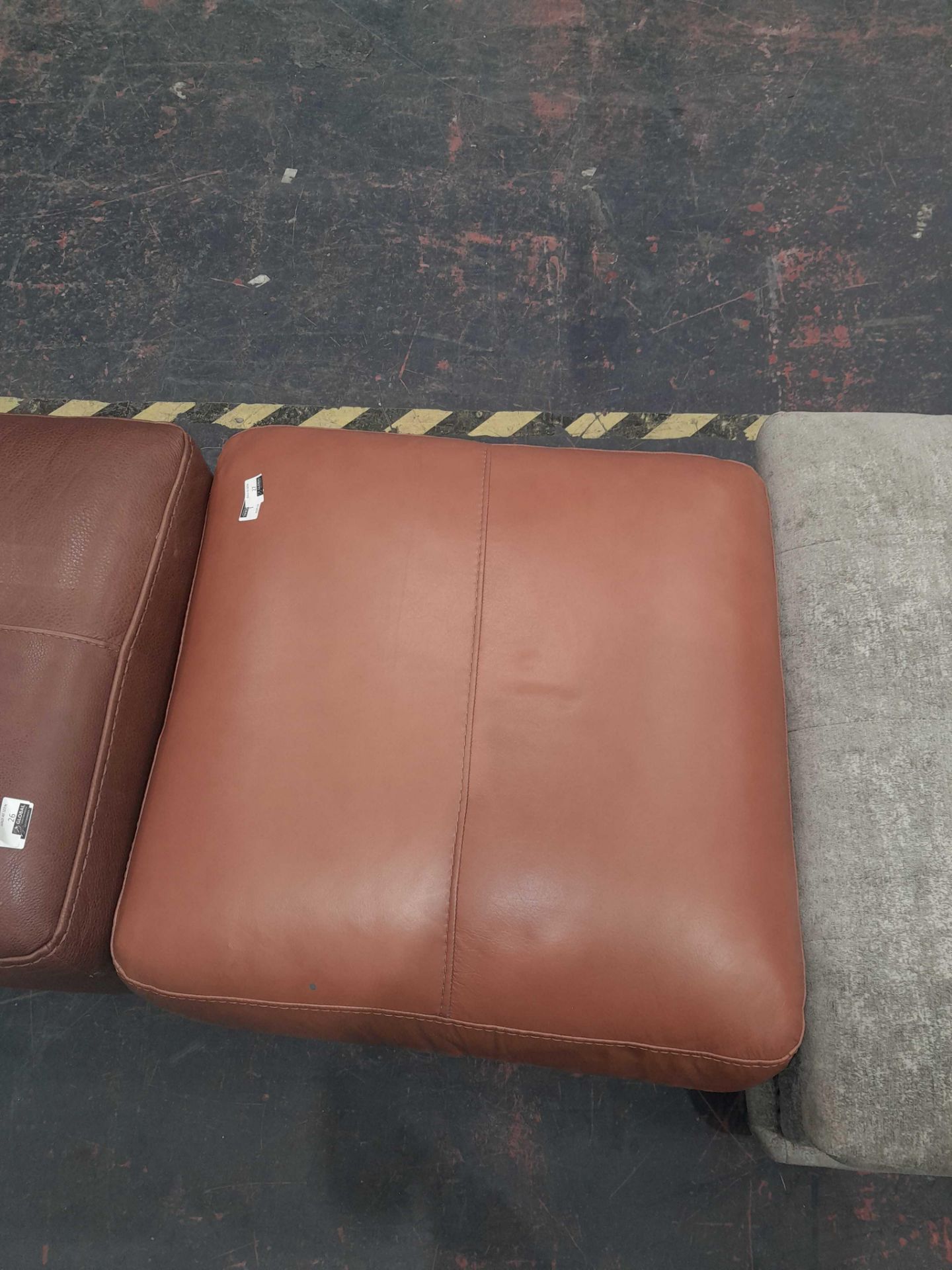 RRP £350 Ex Display Sofology Light Brown Leather Footstool - Image 2 of 2