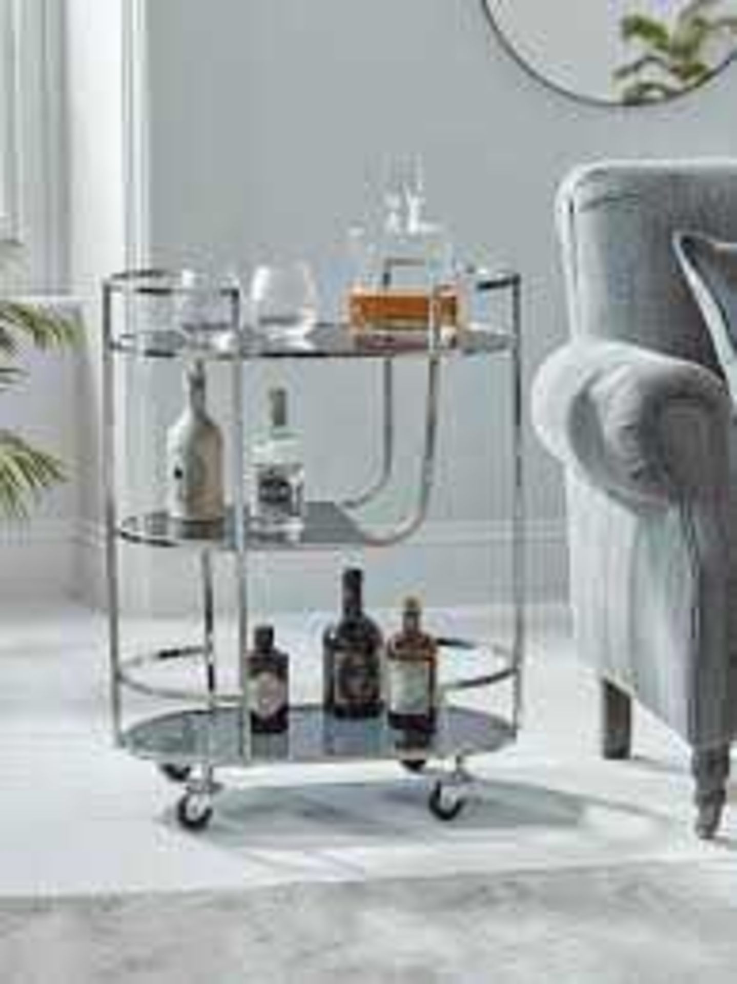 RRP £250 Boxed Drinks Trolley In Silver (Cr2)