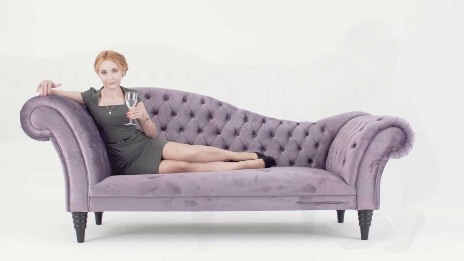 RRP £600 3 Seater Lilac Chaise Long Style Sofa (Cr3)