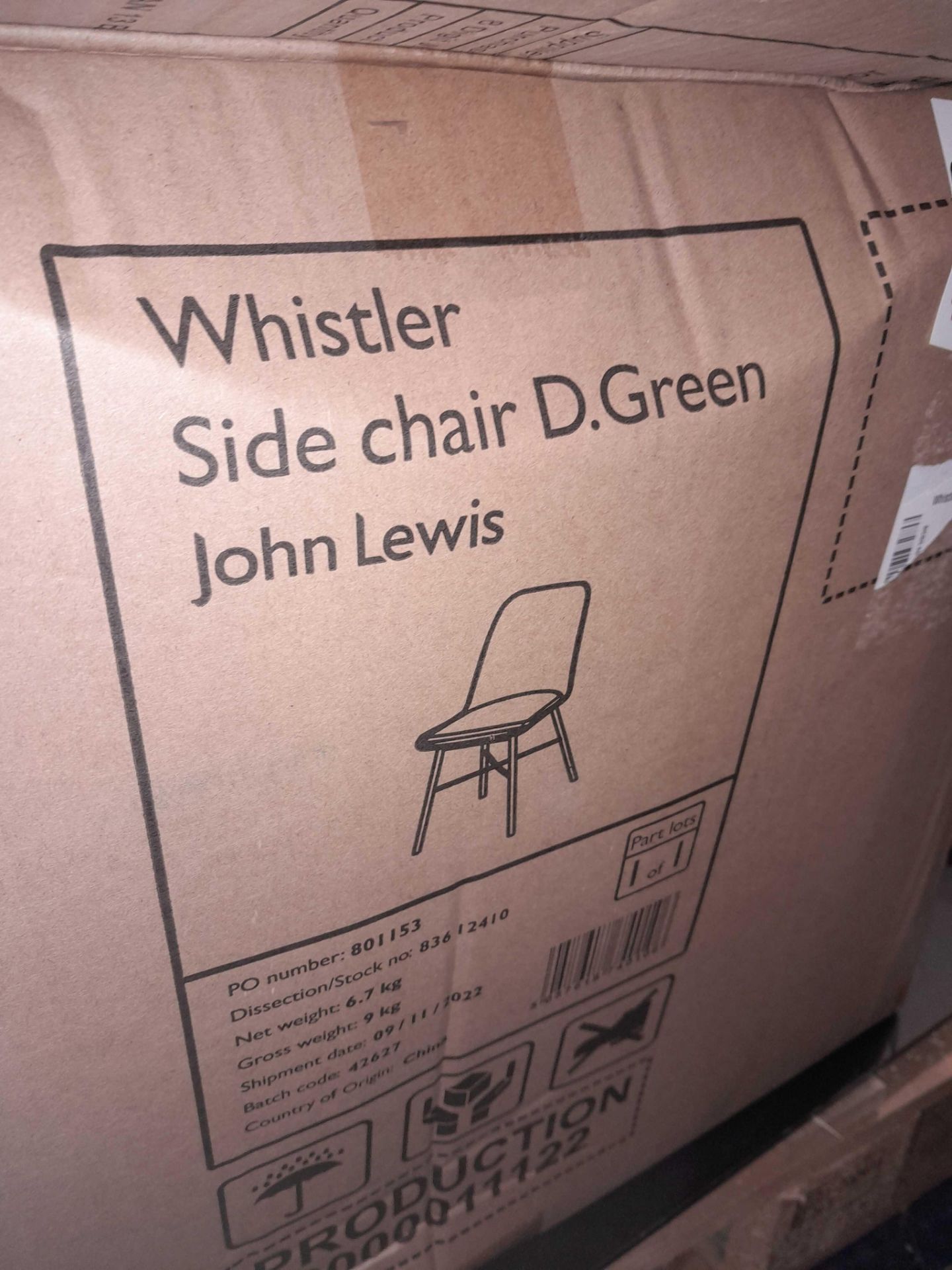 RRP £100 Boxed John Lewis Whistler Side Chair In Dark Green(Cr1) - Image 2 of 2