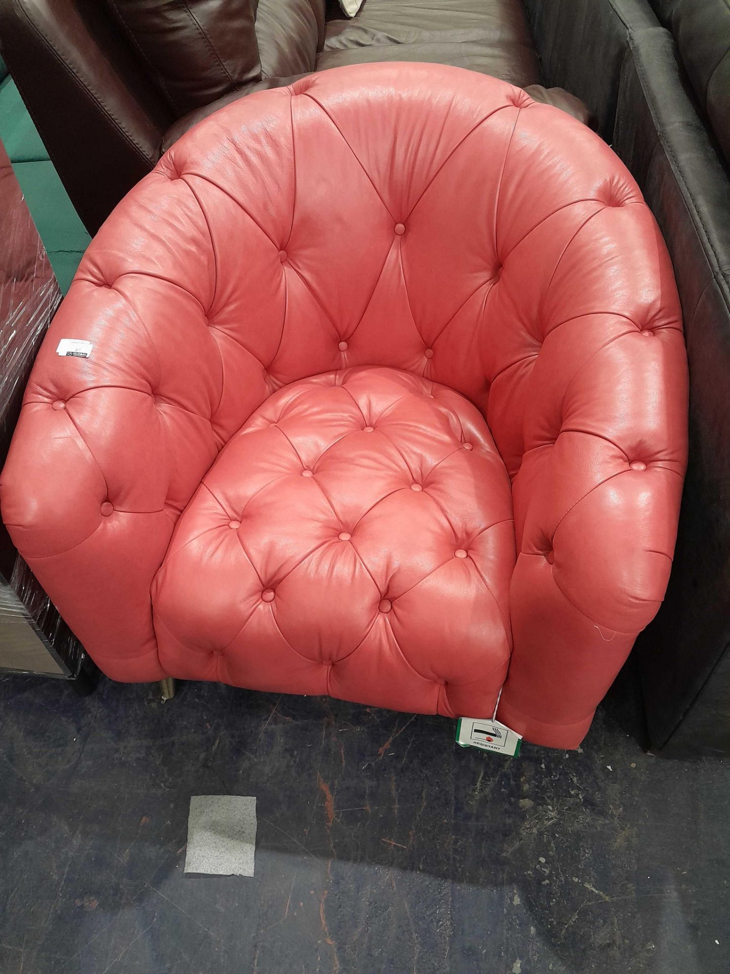 RRP £500 Ex Display Sofology Vintage Leather Armchair In Red - Image 2 of 2