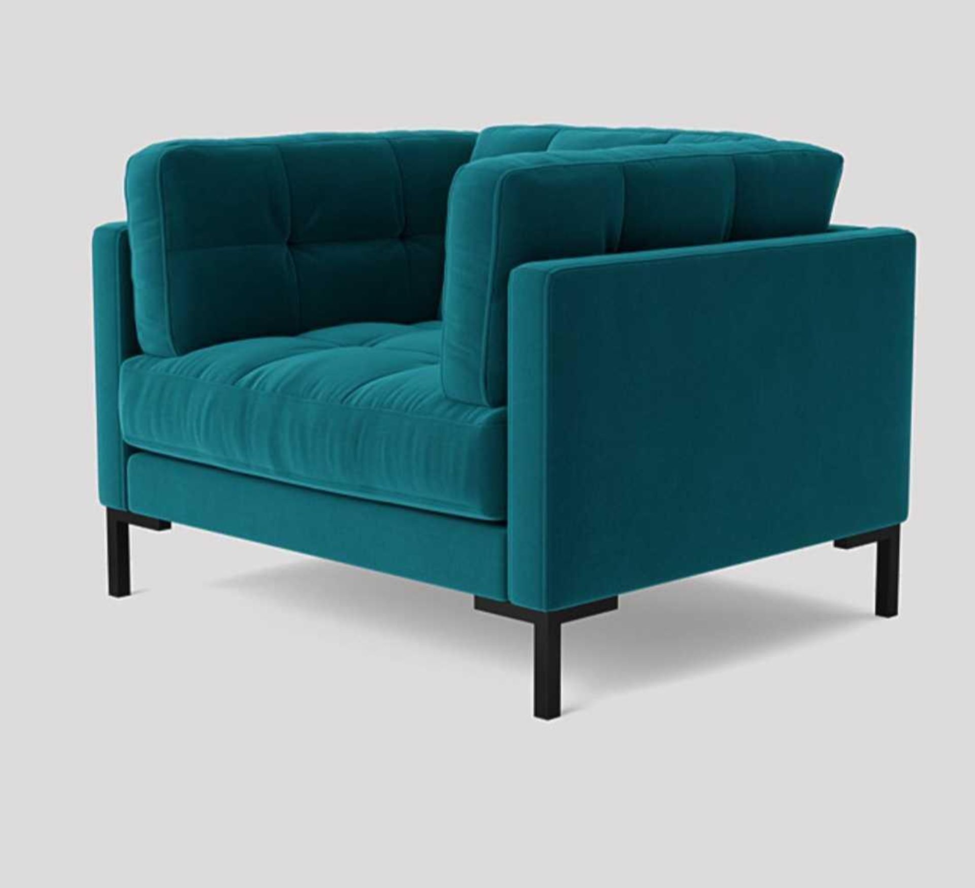 RRP £800 Ex Display Sofology Turquoise Single Armchair With Pouffe