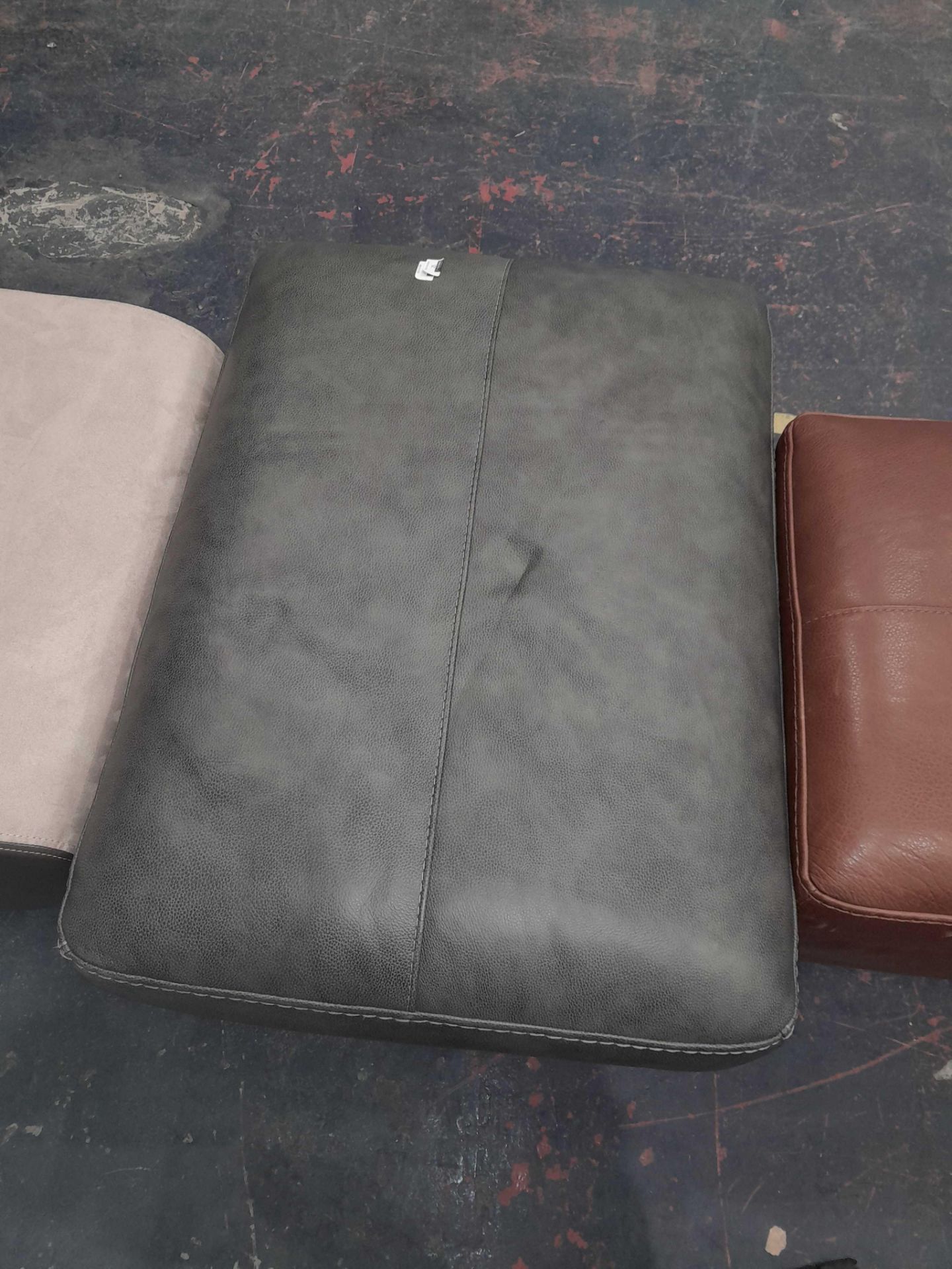 RRP £500 Ex Display Sofology Leather Grey Pouffe - Image 2 of 2