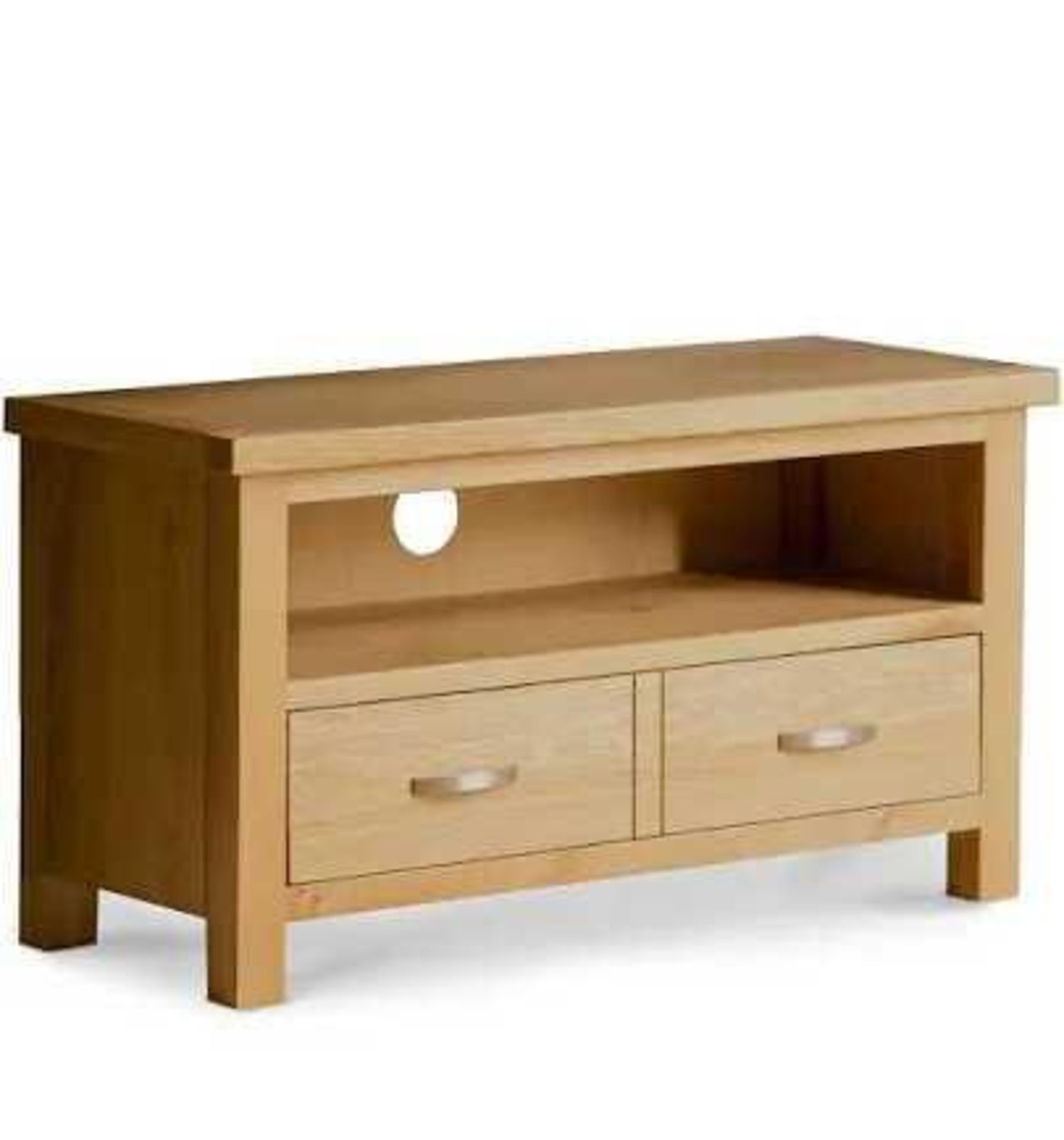 RRP £350 Solid Oak 2 Draw Tv Stand With Brass Handles(Cr2)