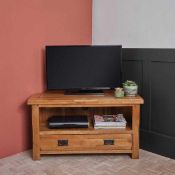 RRP £350 Solid Oak 2 Draw Tv Stand With Knocker Handles (Cr2)