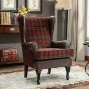 RRP £350 Ex Display Ellis Vintage Armchair In Brown Tartan