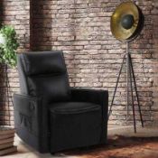 RRP £190 Faux Leather Recliner Chair Black (Cr2)