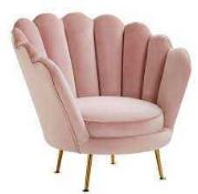 RRP £250 Pink Velvet Shell Chair With Footstool(Cr2)
