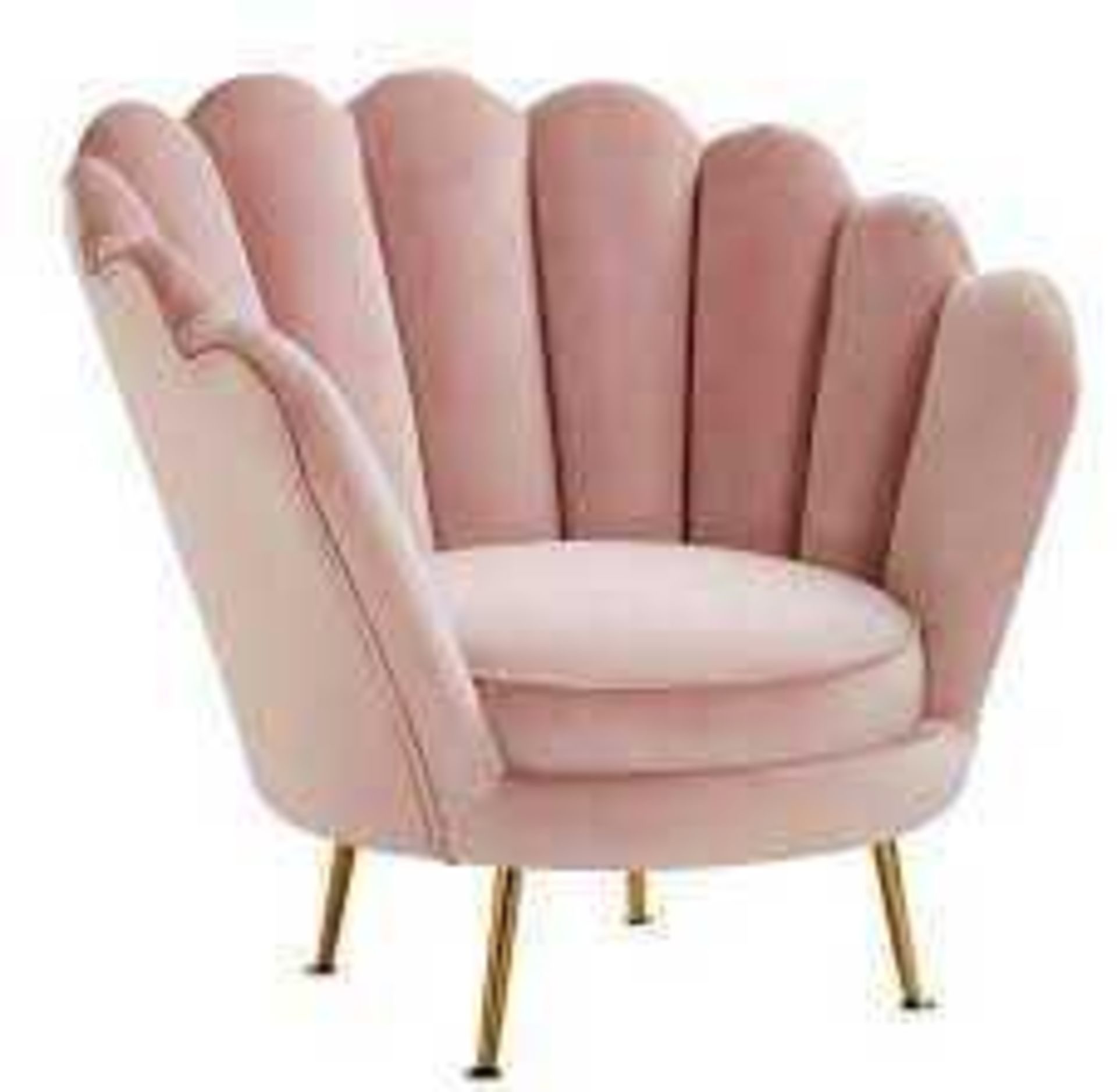 RRP £250 Pink Velvet Shell Chair With Footstool(Cr2)