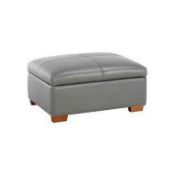 RRP £500 Ex Display Sofology Leather Grey Pouffe